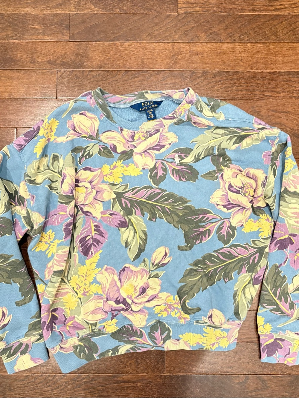 Polo by Ralph Lauren Pastel Blue Floral Crewneck Sweatshirt